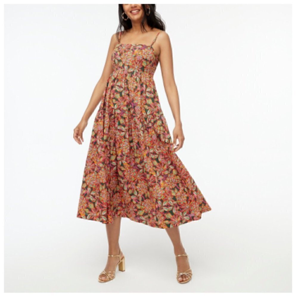 J. Crew Petite Tie Back Cotton Floral Sleeveless Maxi Dress Size 10P NWT